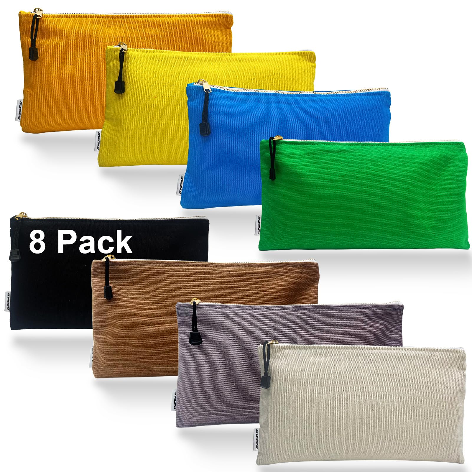 Amazon.com: 8 Pack Canvas Tool Bag Zipper Pouch - Heavy Duty 16 oz